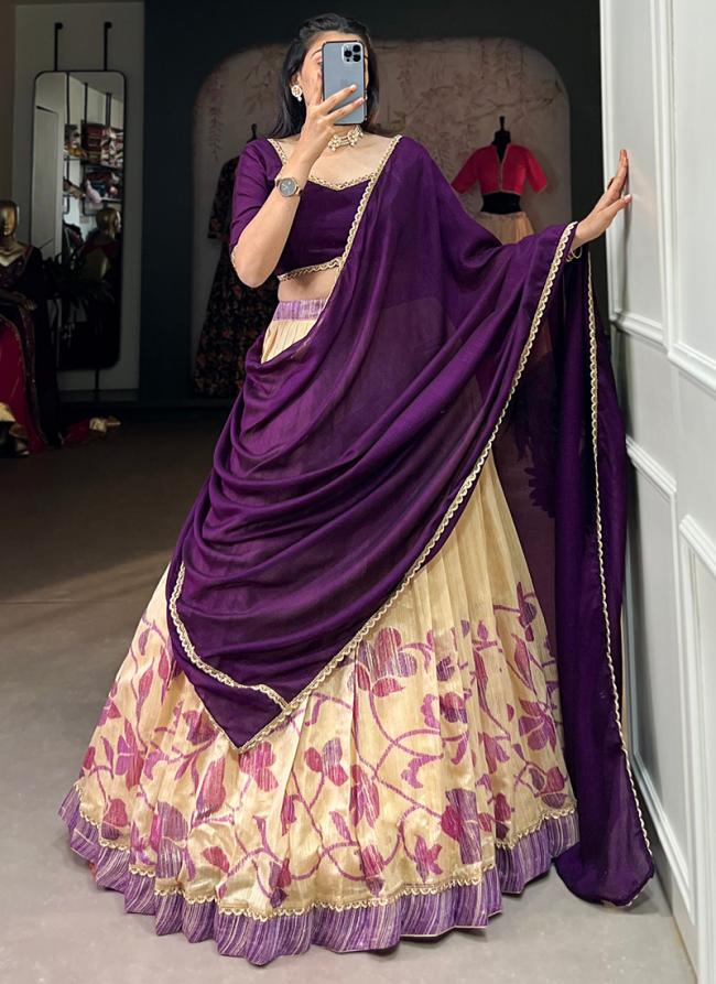 Silk Purple Festival Wear Printed Readymade Lehenga Choli